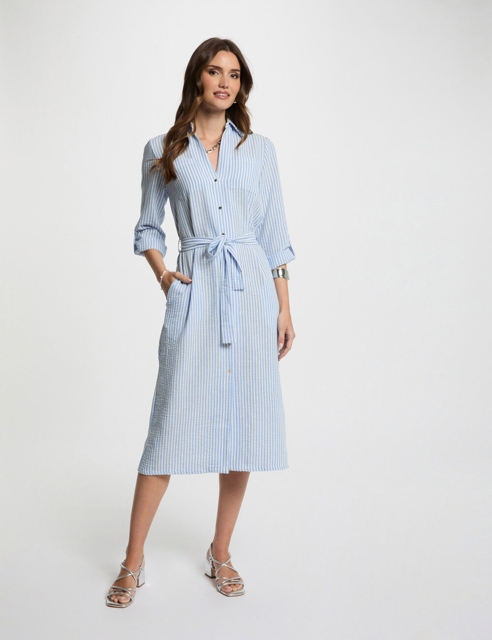 VESTIDO RECTO CON RAYAS AZUL MUJER MORGAN 251-RCIL