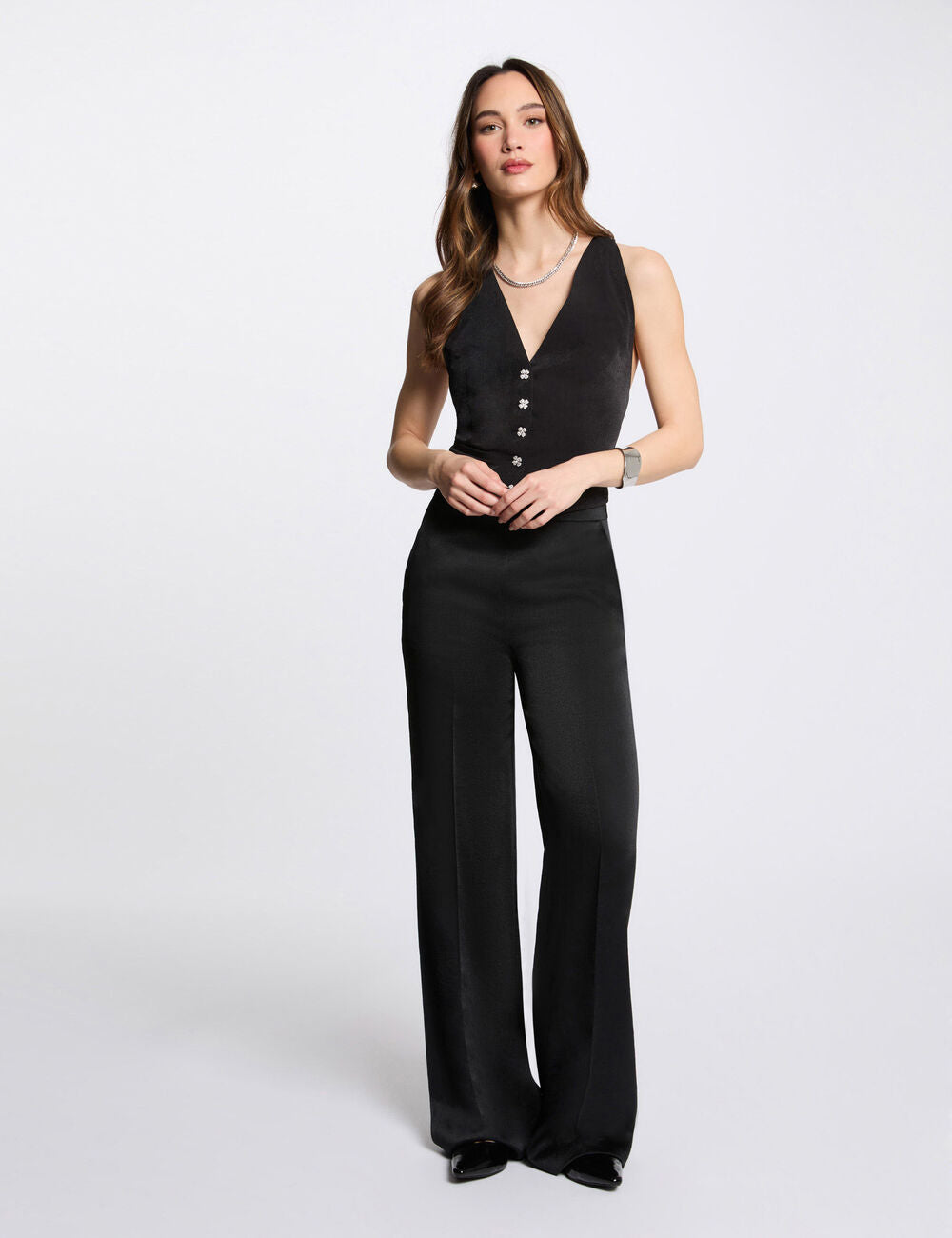 PANTALÓN PERNERA ANCHA HOLGADO NEGRO MUJER MORGAN 251-PVTEO.F