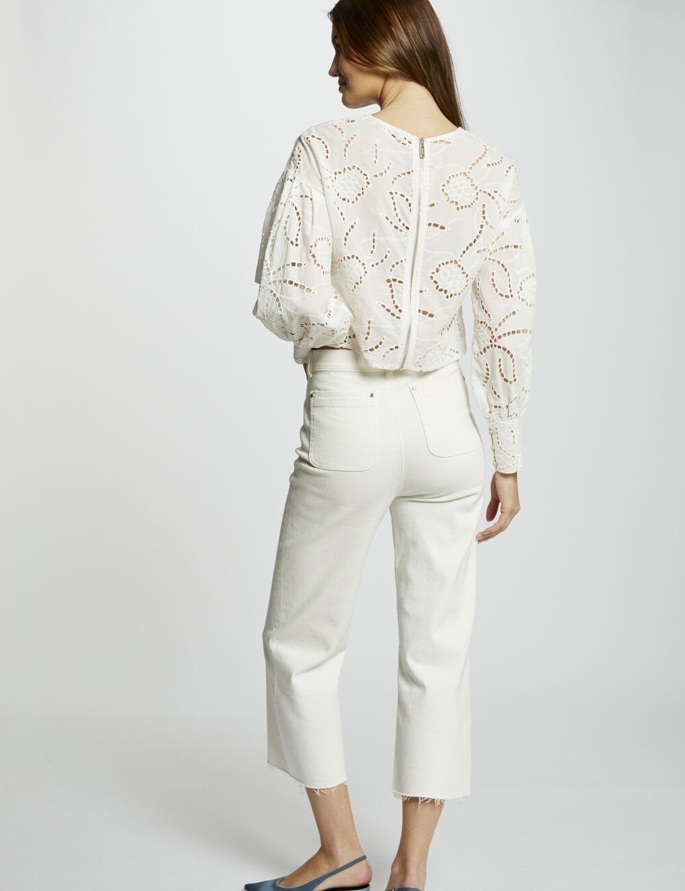 PANTALÓN MUJER PERNERA ANCHA MARFIL MORGAN 241-PCLIC