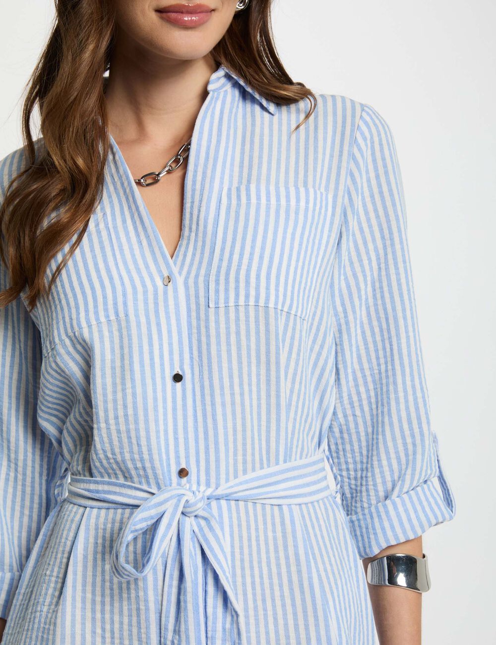 VESTIDO RECTO CON RAYAS AZUL MUJER MORGAN 251-RCIL