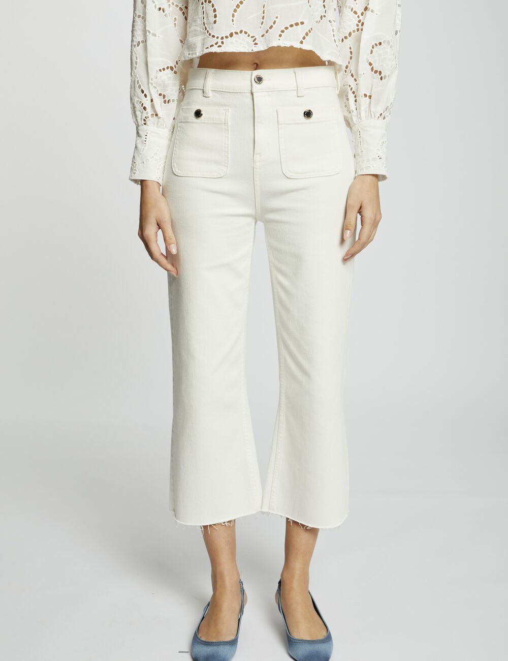 PANTALÓN MUJER PERNERA ANCHA MARFIL MORGAN 241-PCLIC