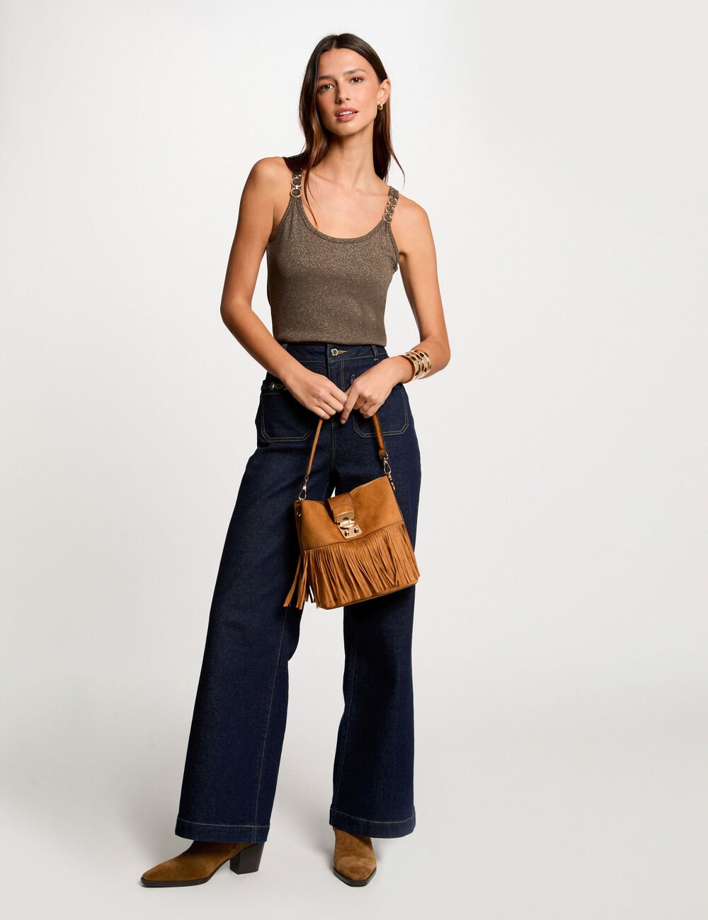 TOP MUJER CON TIRANTES FINOS VERDE CAQUI 251-DIDOA