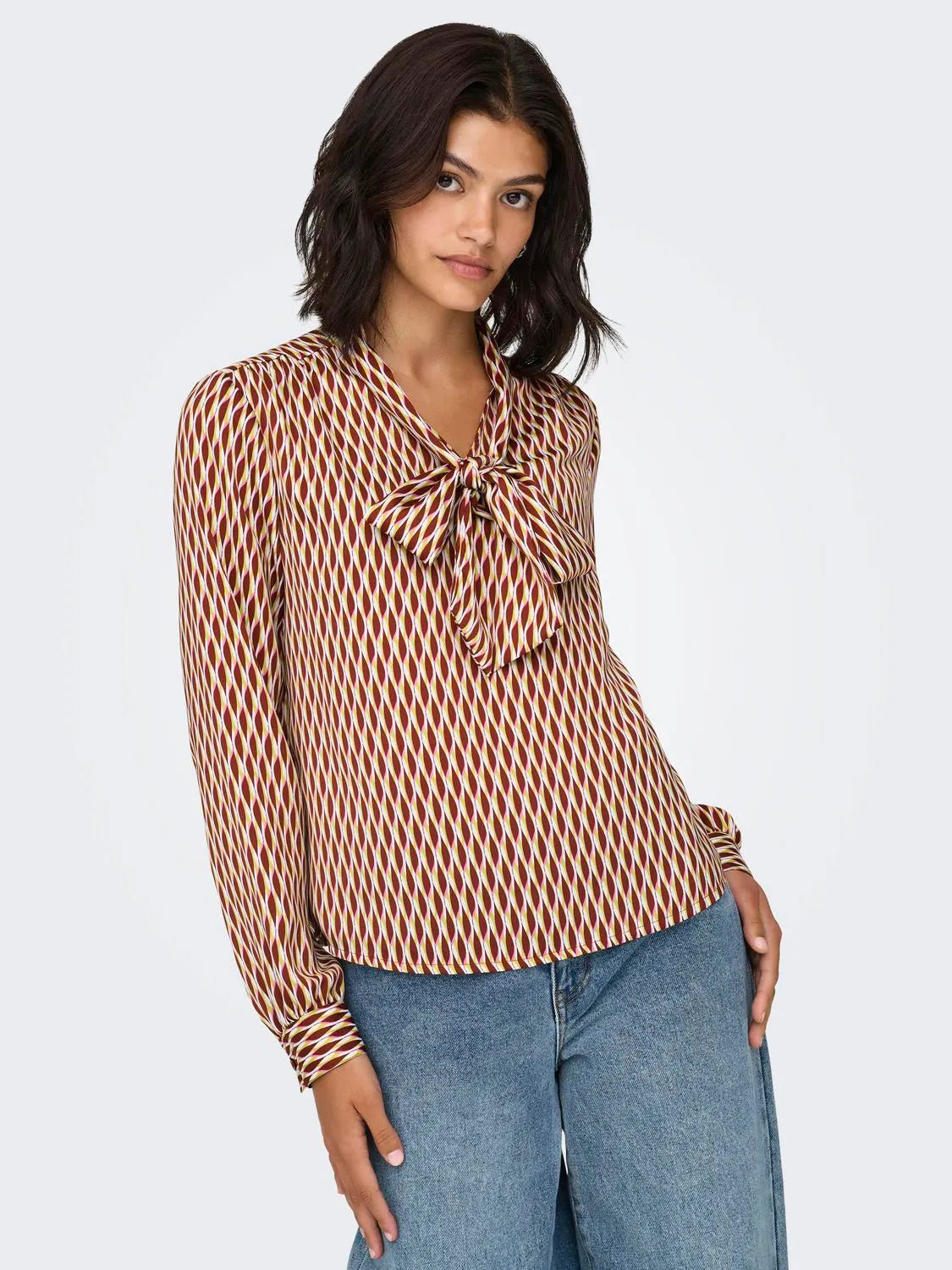 CAMISA MANGA LARGA LAZO EN CUELLO ONLY 15328735