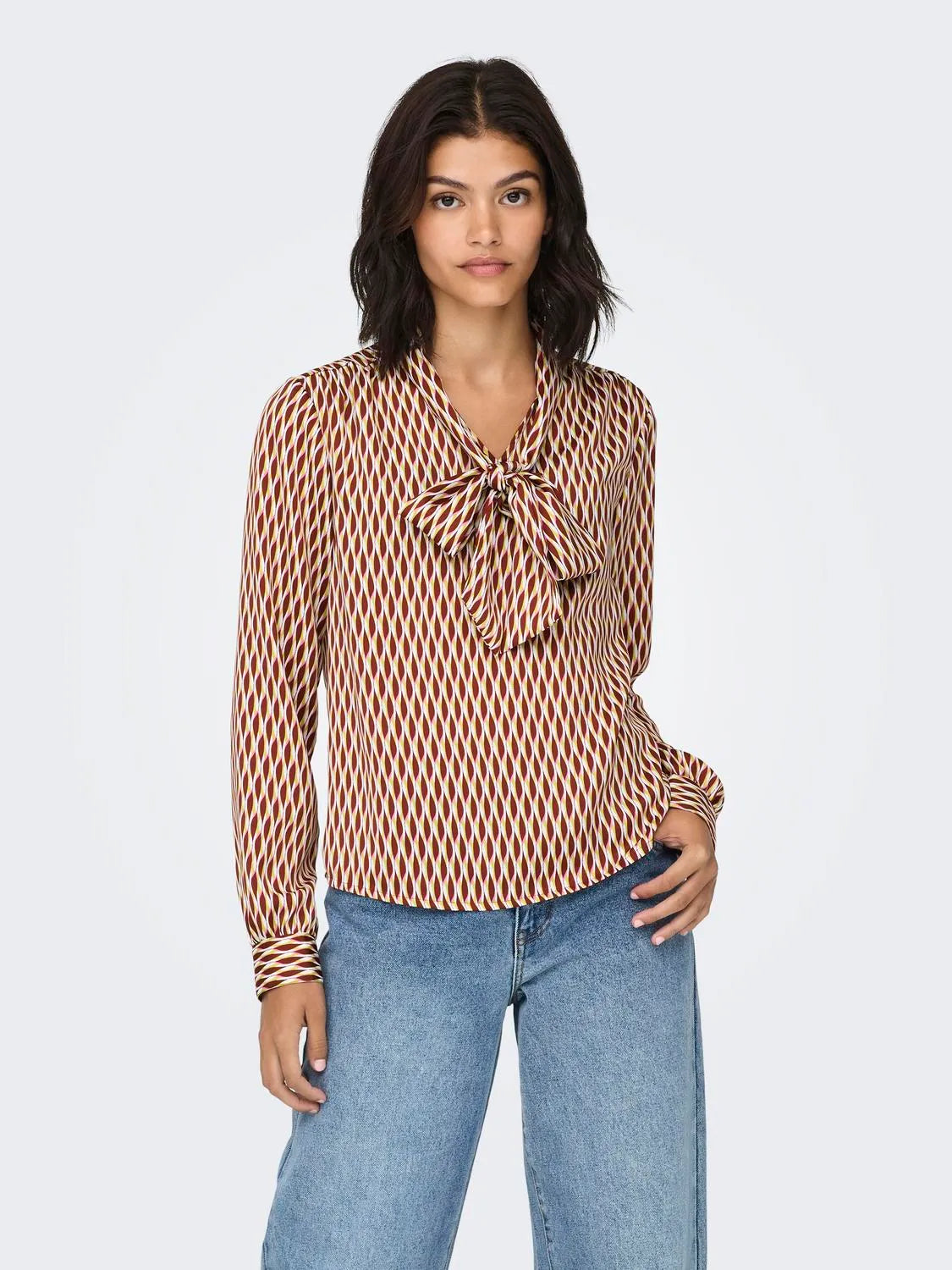 CAMISA MANGA LARGA LAZO EN CUELLO ONLY 15328735