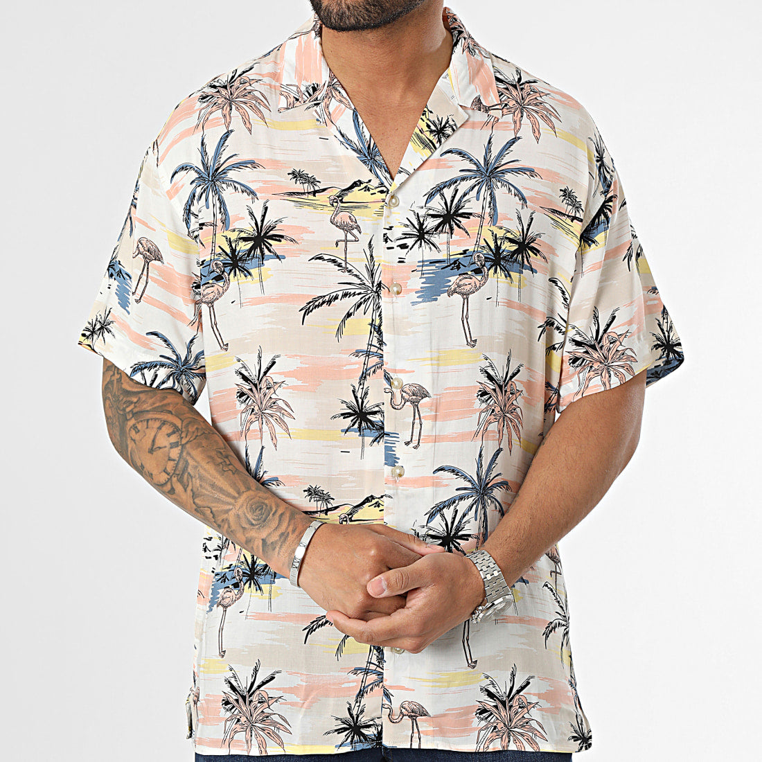 CAMISA JACK&JONES MANGA CORTA TROPIC WHITE FLORAL