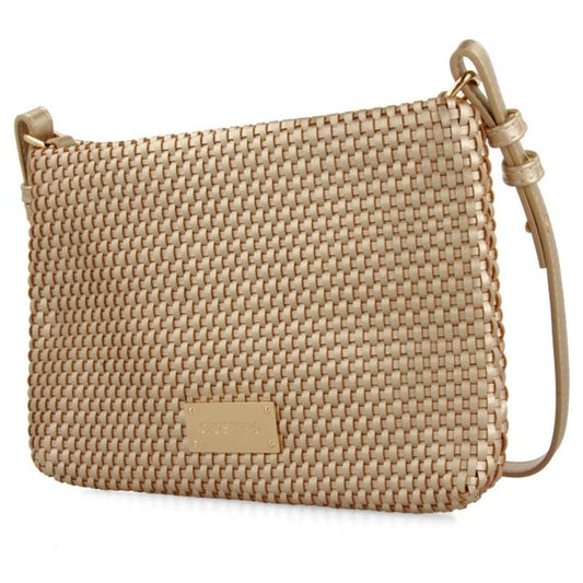 BOLSO BANDOLERA COLOR ORO CON TRENZADO MORVAH GIOSEPPO 72300