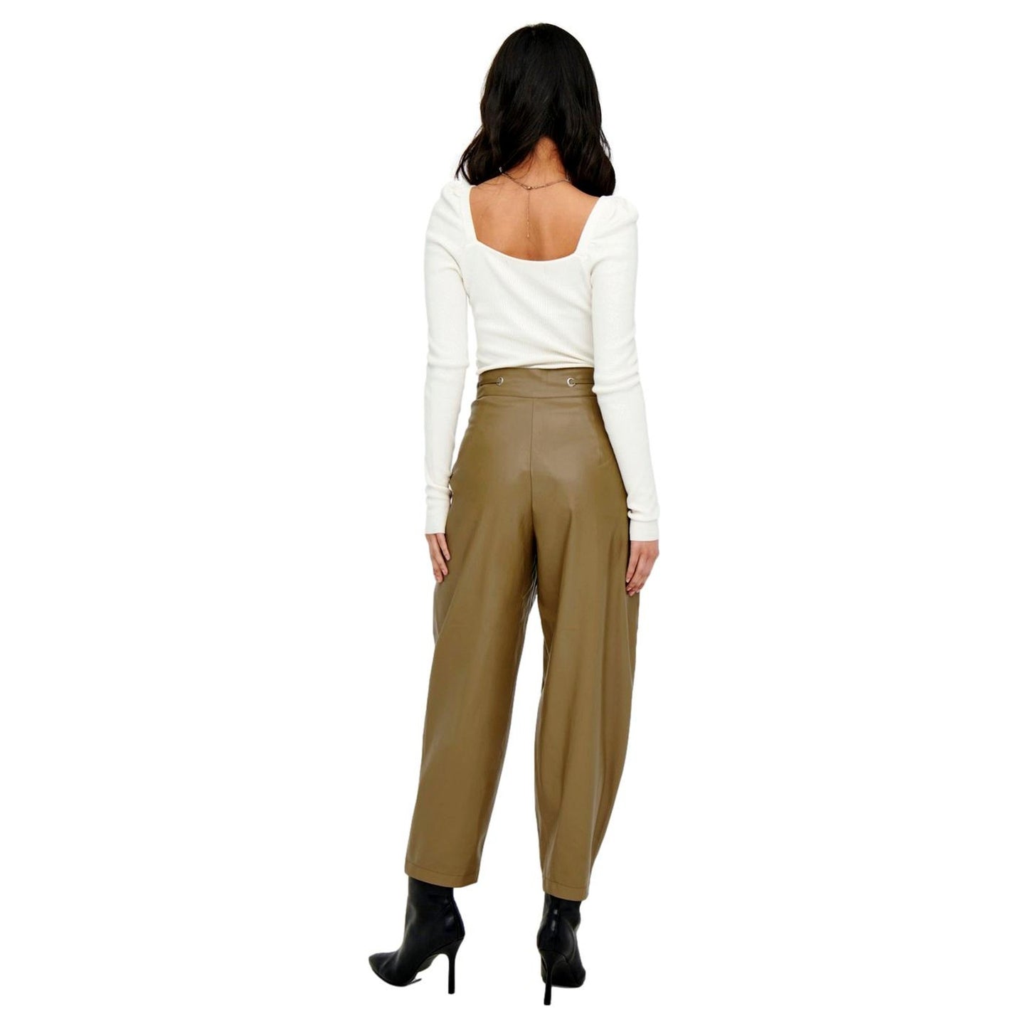 PANTALONES DE PIEL SINTETICA MARRON MUJER ONLY 15245549