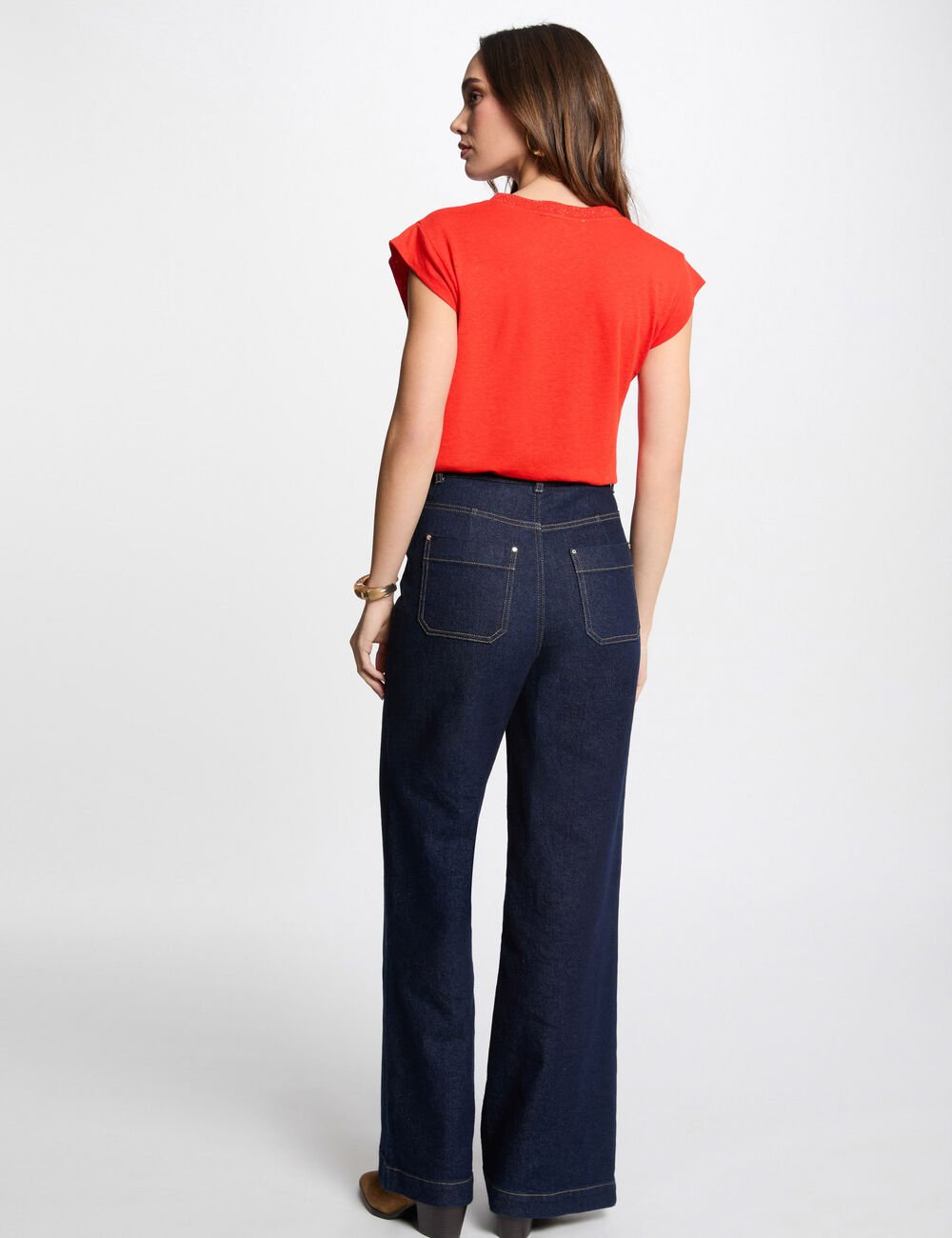 CAMISETA MANGA CORTA CON ESCOTE EN V NARANJA MUJER MORGAN 221-DAME