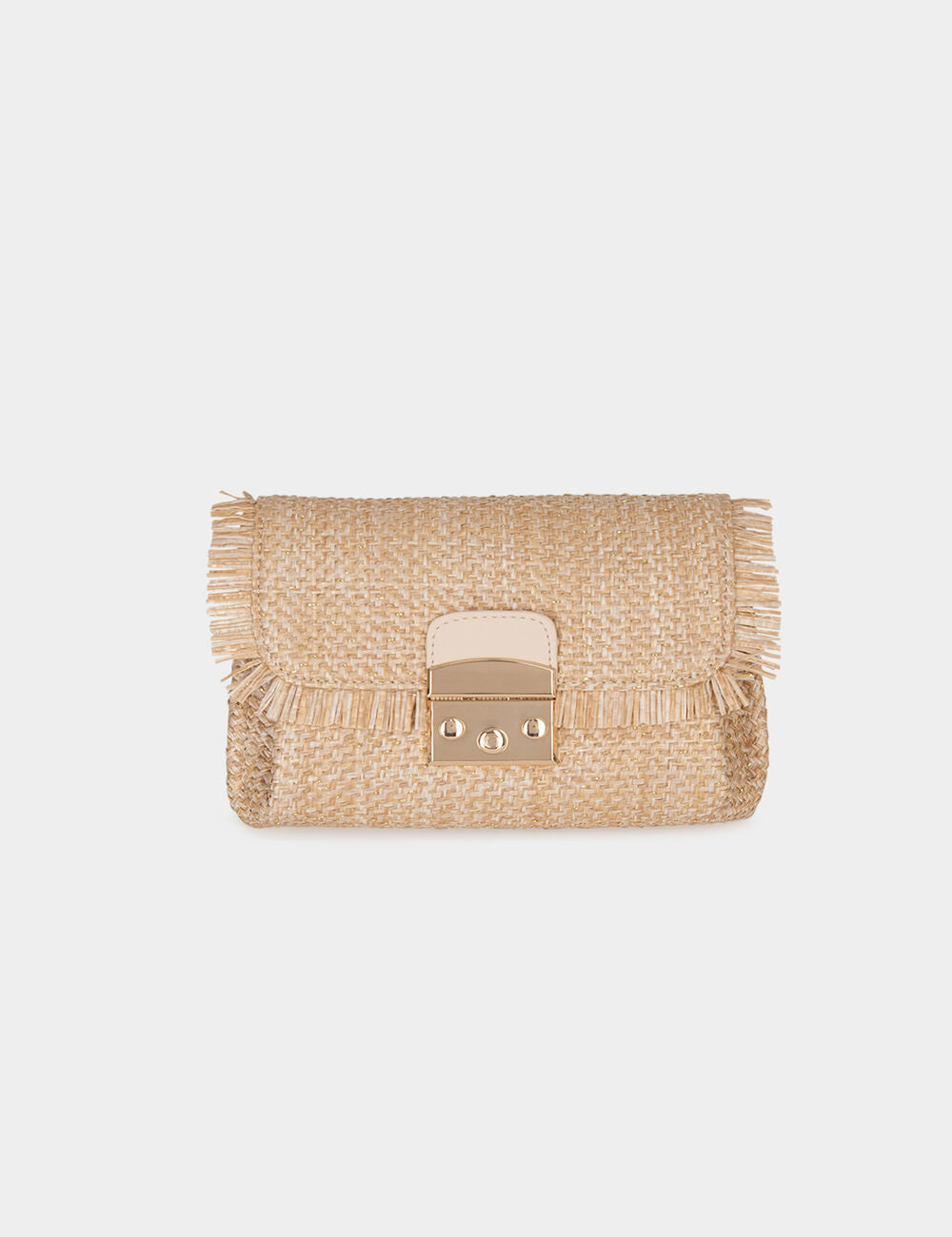 BOLSO TRENZADO CON FLECOS ARENA MUJER MORGAN 241-2ROMEPA
