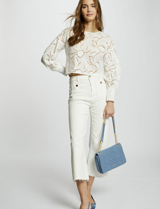 PANTALÓN MUJER PERNERA ANCHA MARFIL MORGAN 241-PCLIC