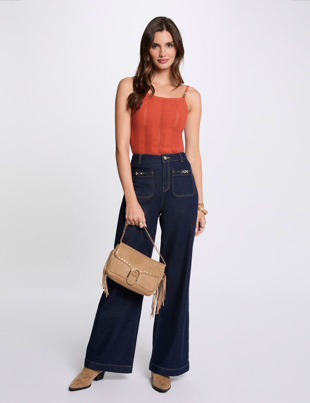 TOP PUNTO TIRANTES FINOS NARANJA OSCURO MUJER MORGAN 251-MOLOVIC