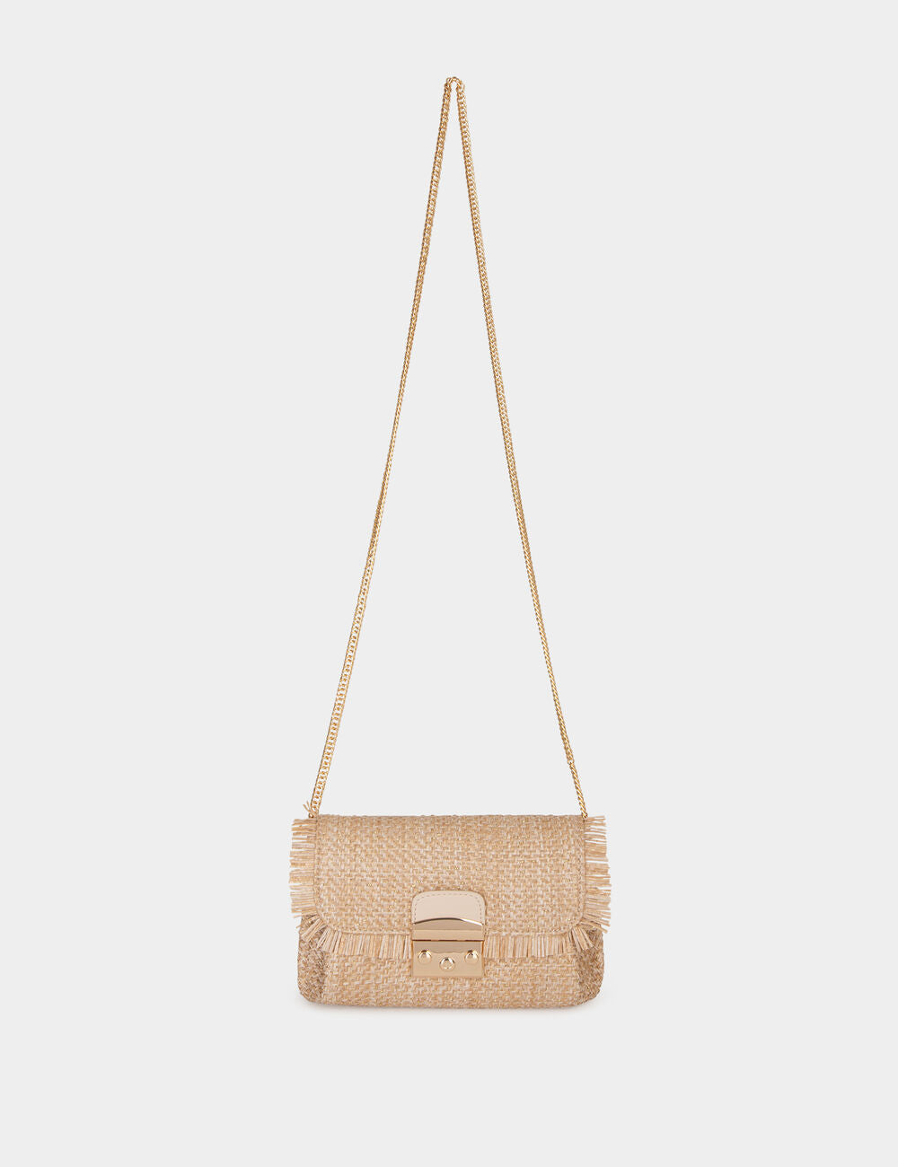 BOLSO TRENZADO CON FLECOS ARENA MUJER MORGAN 241-2ROMEPA