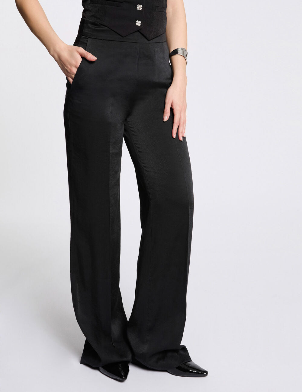 PANTALÓN PERNERA ANCHA HOLGADO NEGRO MUJER MORGAN 251-PVTEO.F