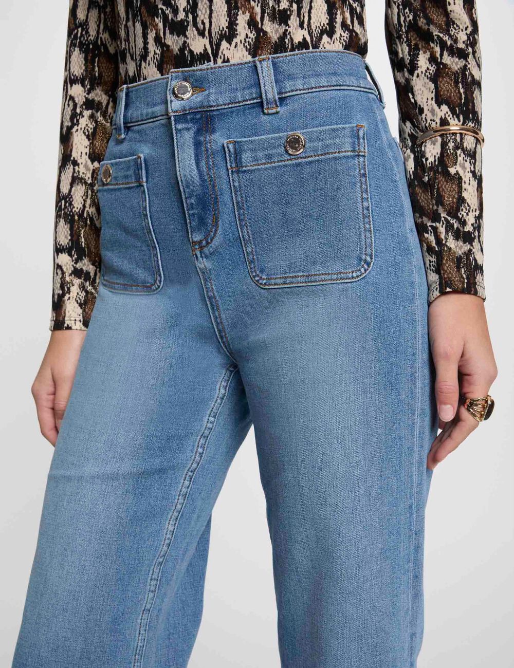 PANTALÓN MUJER PERNERA ANCHA MARFIL MORGAN 241-PCLIC