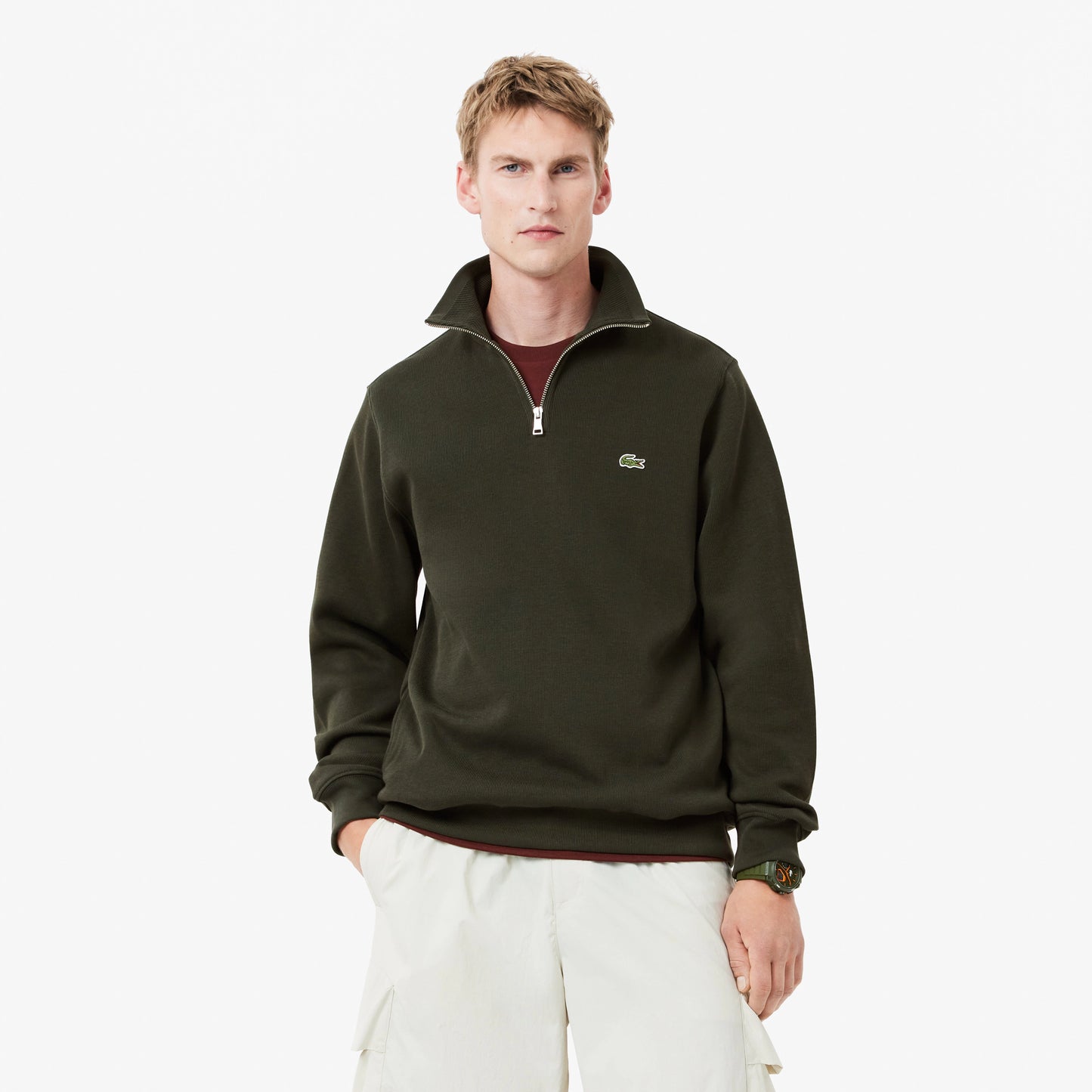 SUDADERA INTERLOCK CUELLO ALTO Y CREMALLARE LACOSTE SH1927