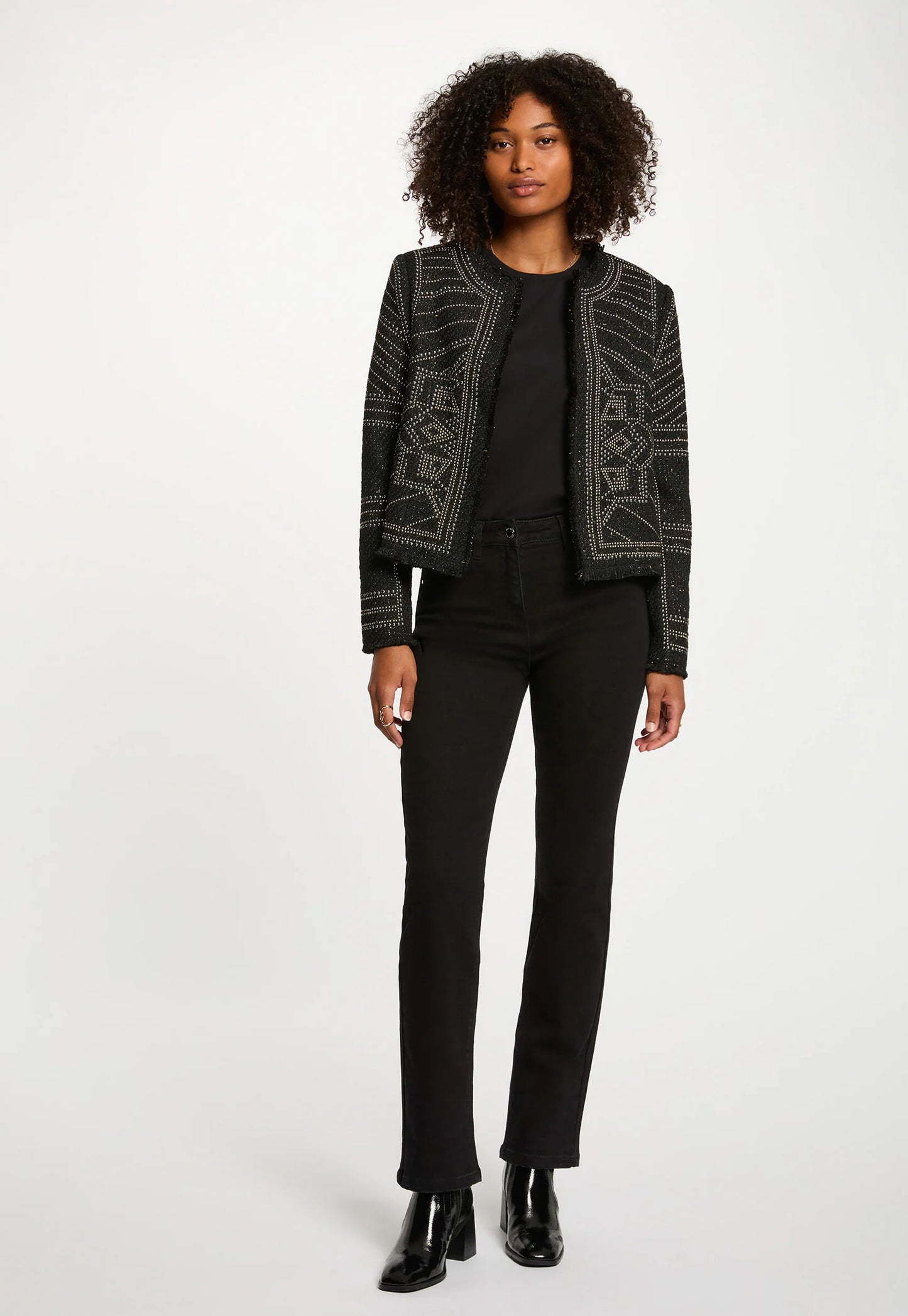 Chaqueta recta con tachuelas mujermorgan 252-VLIKY