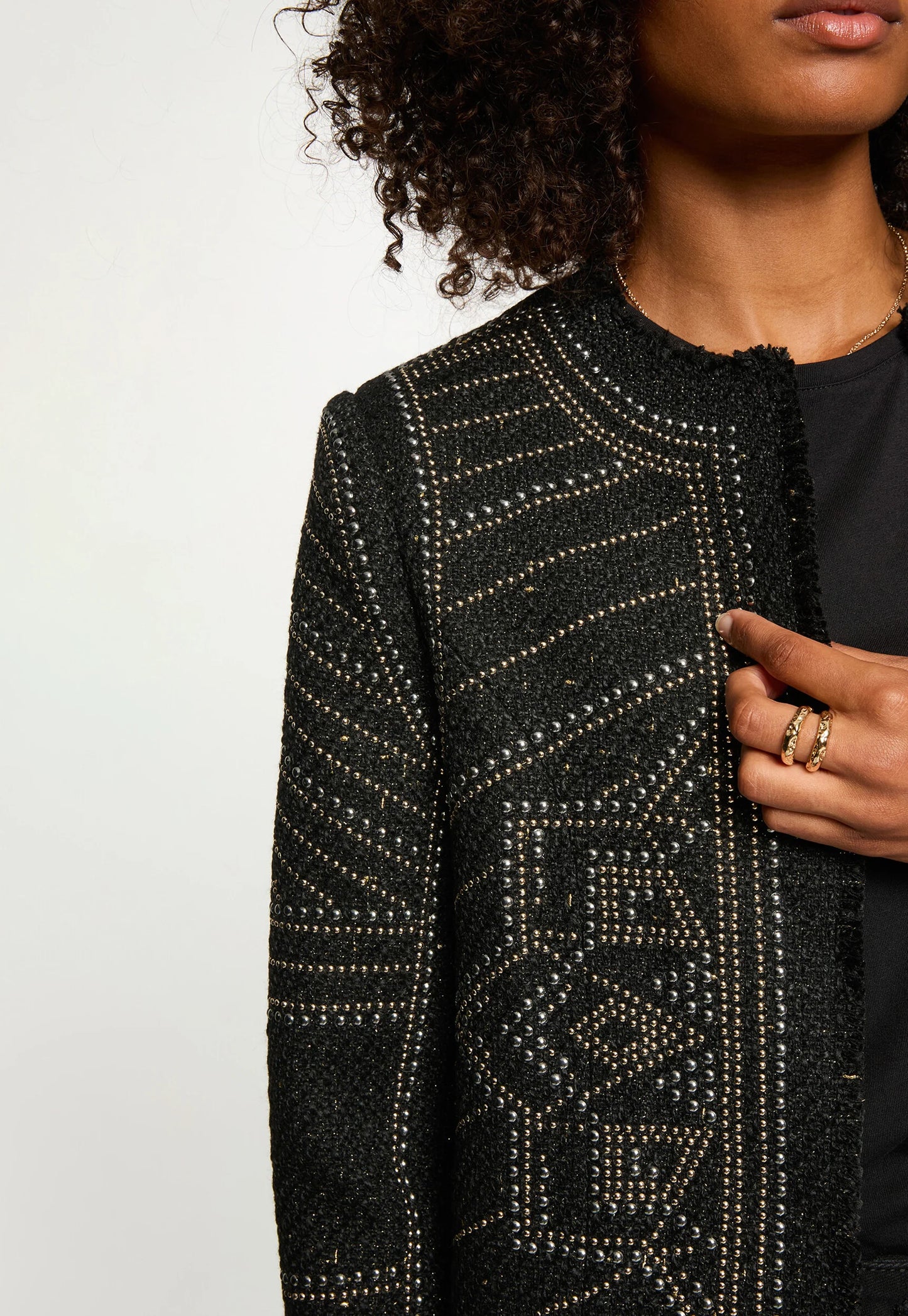Chaqueta recta con tachuelas mujermorgan 252-VLIKY