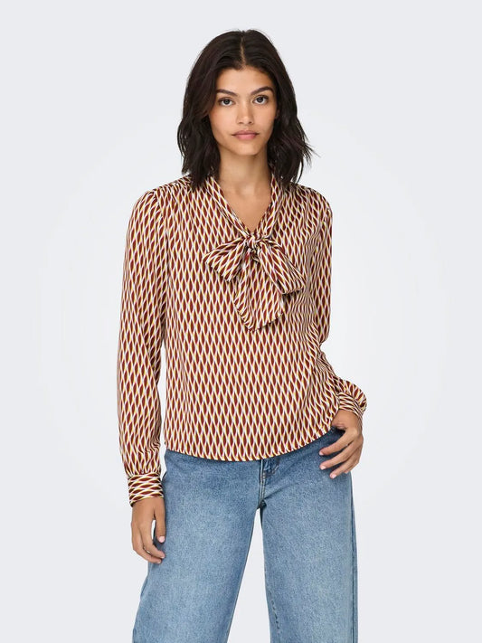 CAMISA MANGA LARGA LAZO EN CUELLO ONLY 15328735
