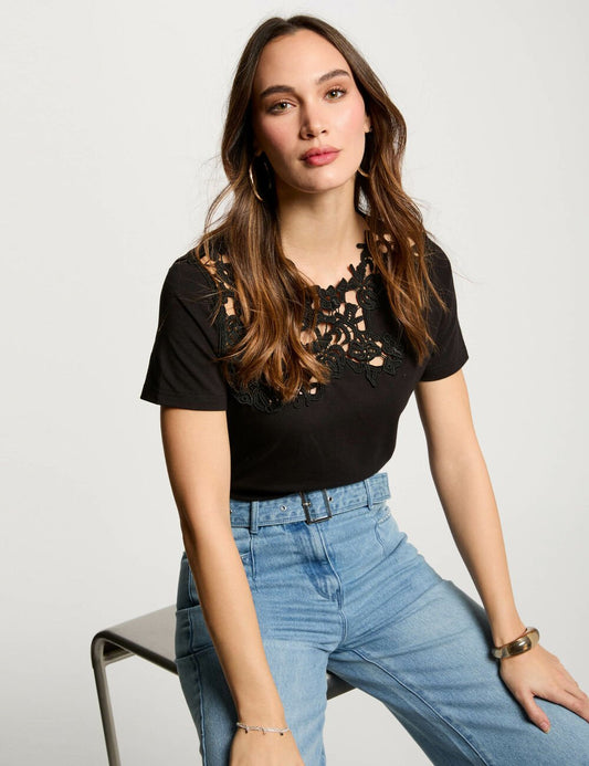 CAMISETA MANGA CORTA ENCAJE MORGAN 251-DUNE