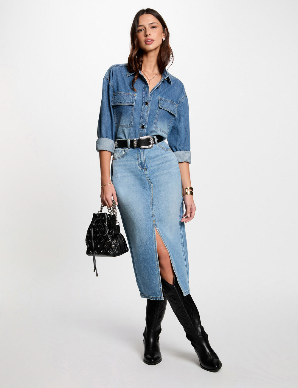 FALDA MIDI VAQUERA MORGAN 251-JROMA