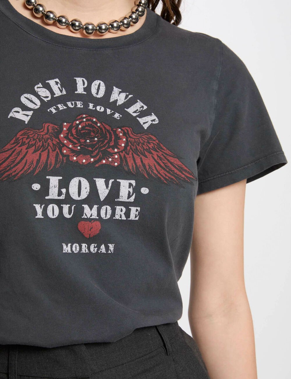 CAMISETA CON MENSAJE GRIS OSCURO MUJER MORGAN 251-DPOWER