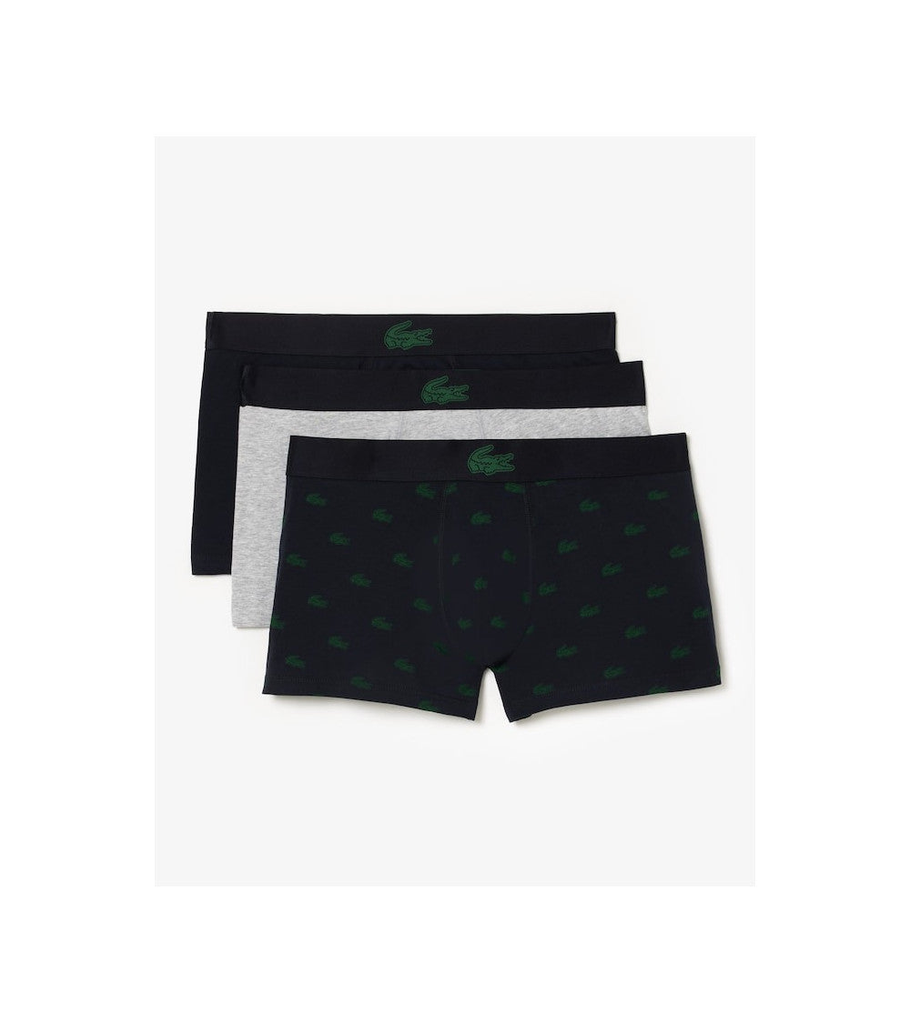 3 PACK BOXERS LACOSTE ABIMES/VERT-ARGENT SH5154